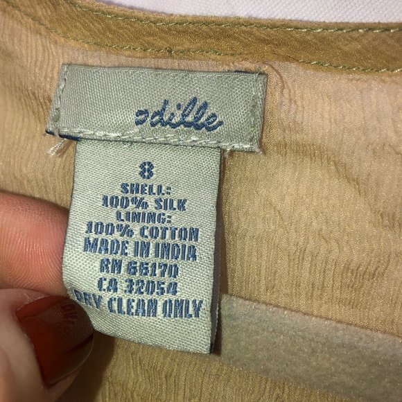 Anthropologie odille 100% silk khaki olive top 8 - Picture 2 of 4